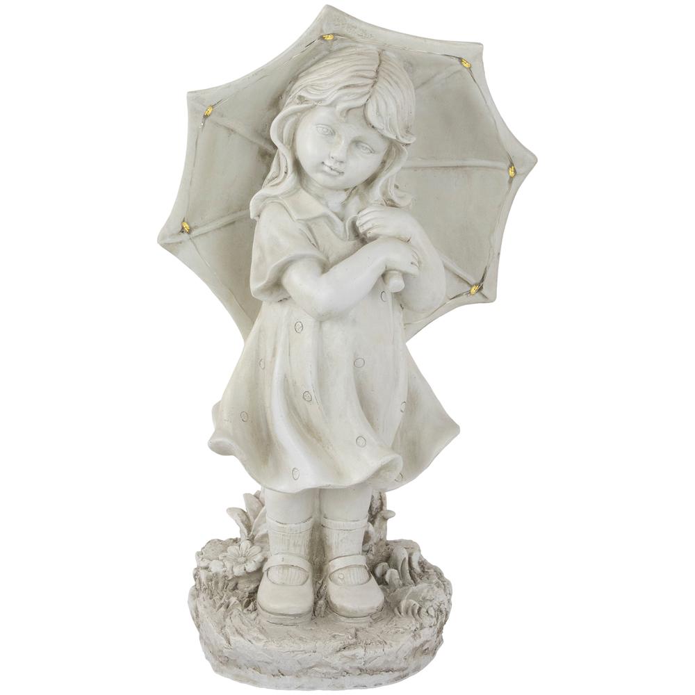 18" Solar LED Lighted Girl with Umbrella Outdoor Garden Statue. Picture 1