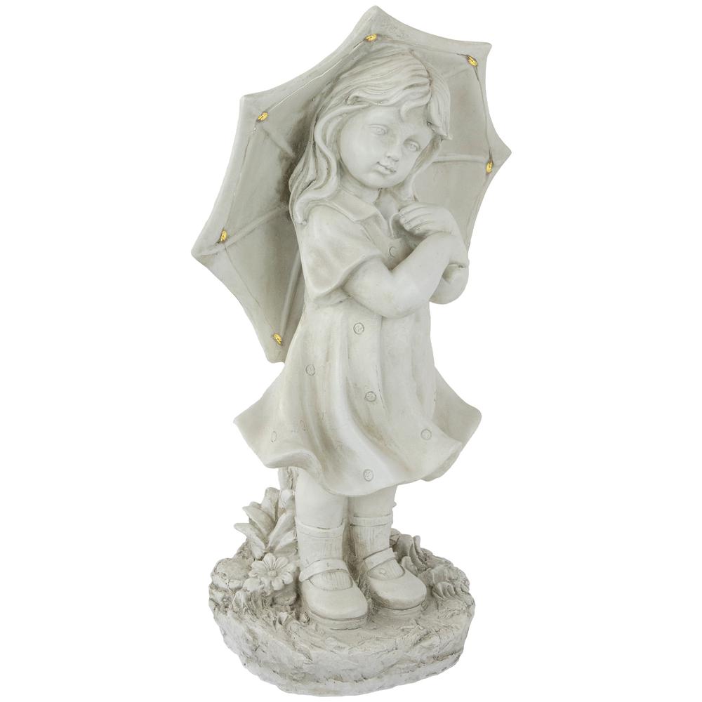 18" Solar LED Lighted Girl with Umbrella Outdoor Garden Statue. Picture 3