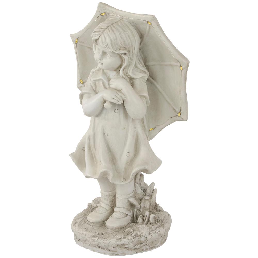 18" Solar LED Lighted Girl with Umbrella Outdoor Garden Statue. Picture 4