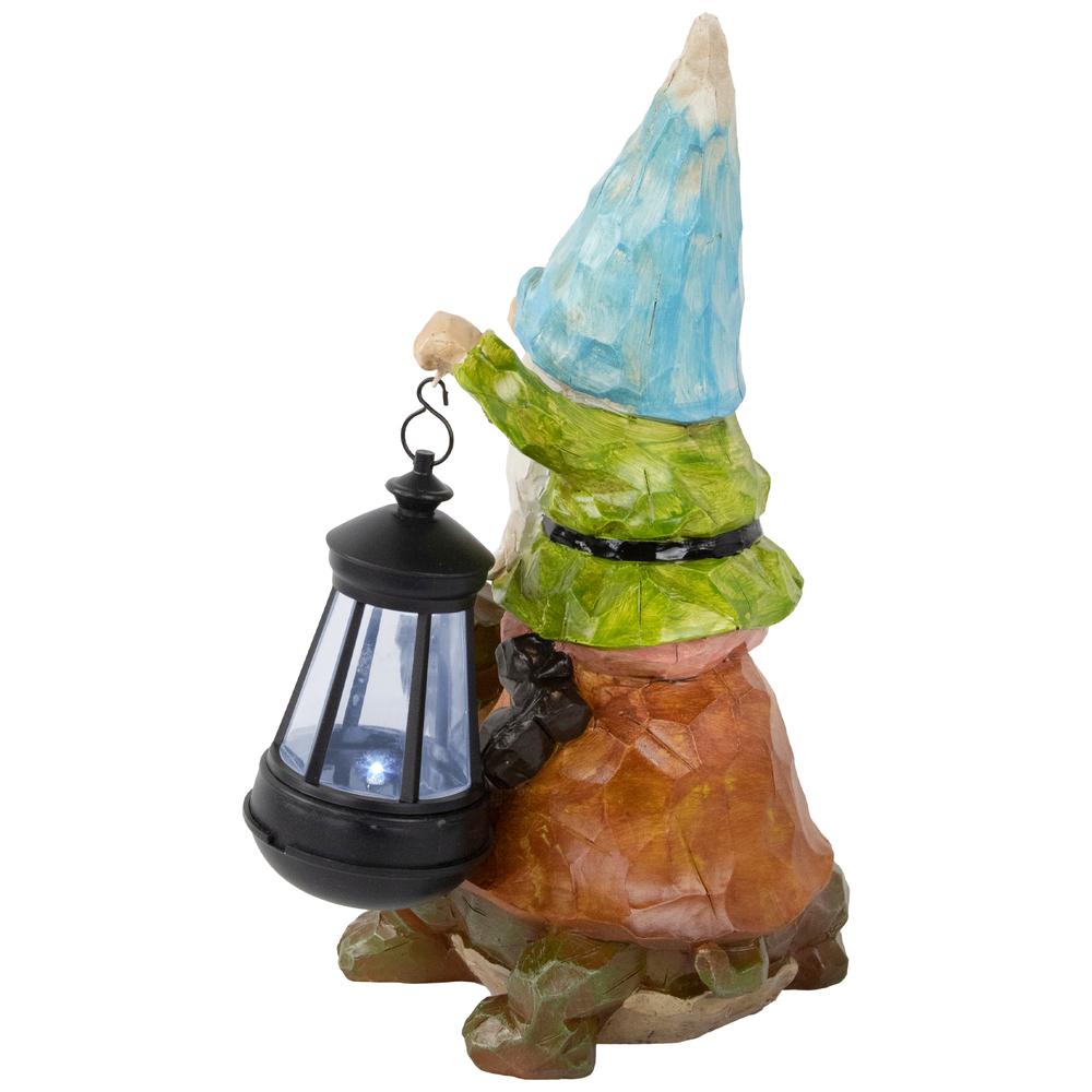12.5" Solar LED Lighted Gnome and Turtle Outdoor Garden Statue. Picture 5