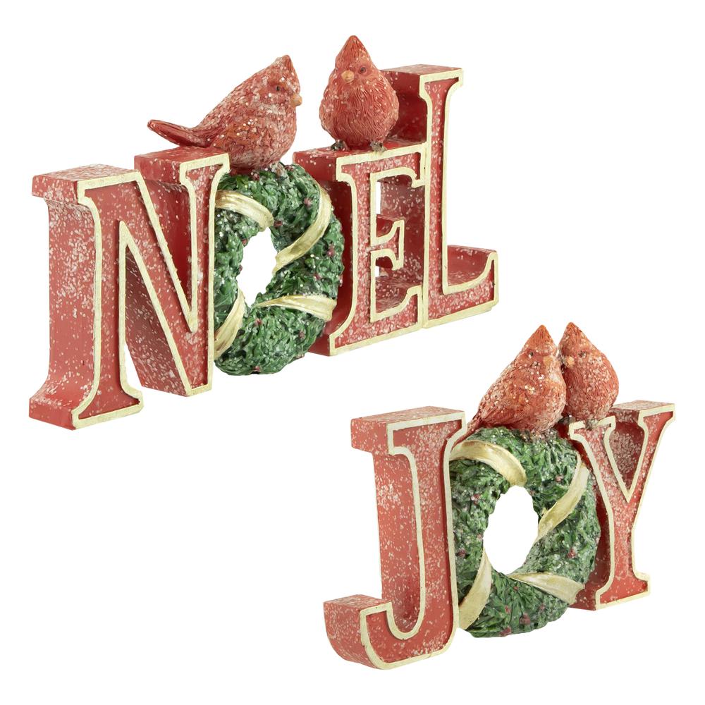 Set of 2 "Joy " and "Noel" Christmas Signs 10". Picture 2