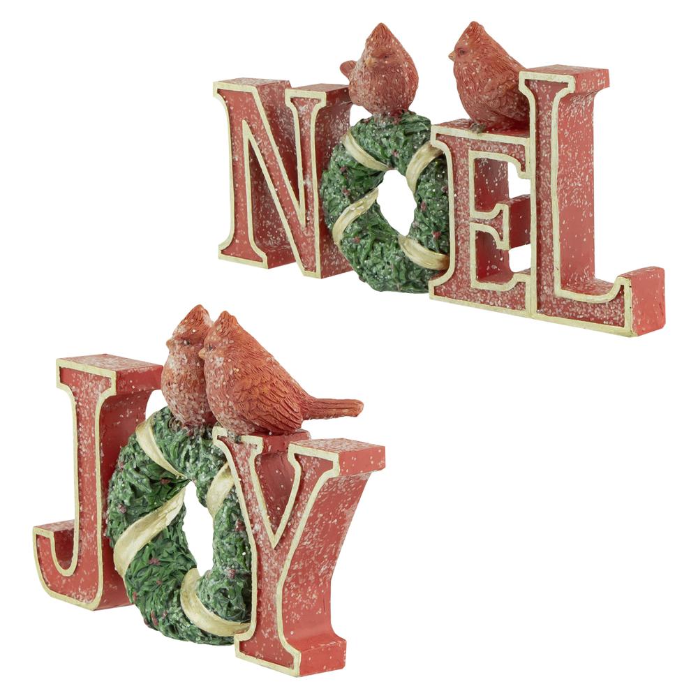 Set of 2 "Joy " and "Noel" Christmas Signs 10". Picture 3