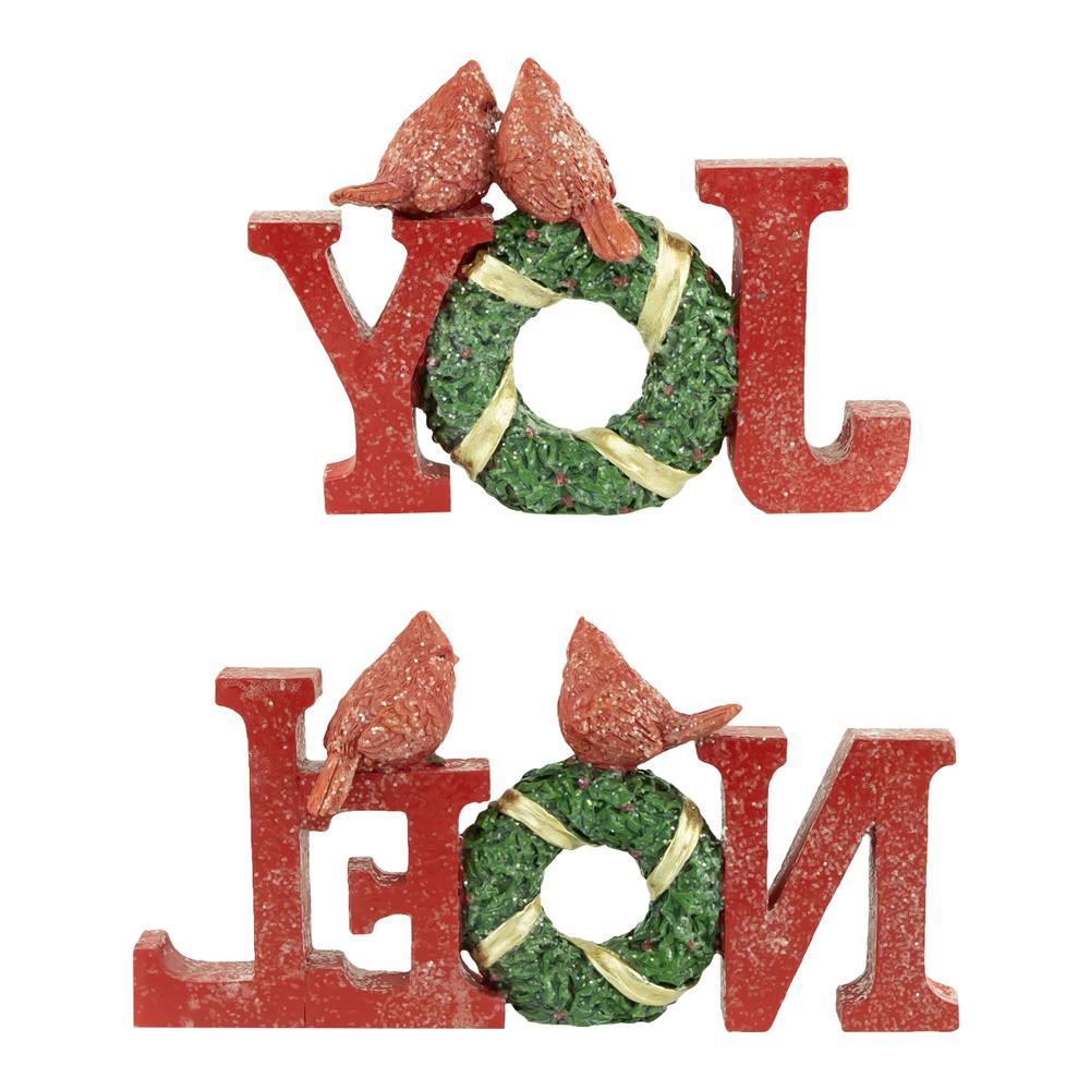 Set of 2 "Joy " and "Noel" Christmas Signs 10". Picture 5