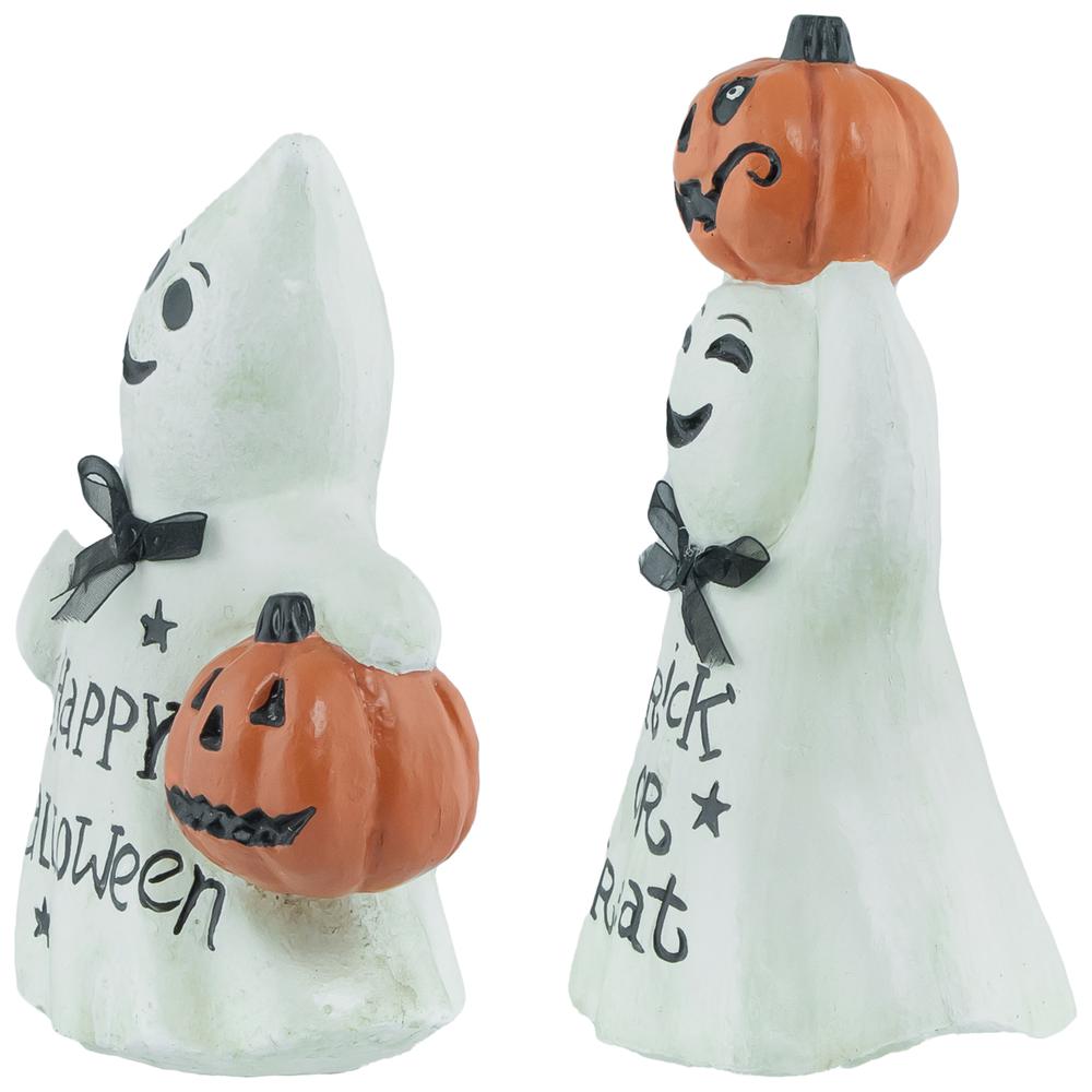 Set of 2 "Happy Halloween" and "Trick or Treat" Ghost Decorations 7.75". Picture 4