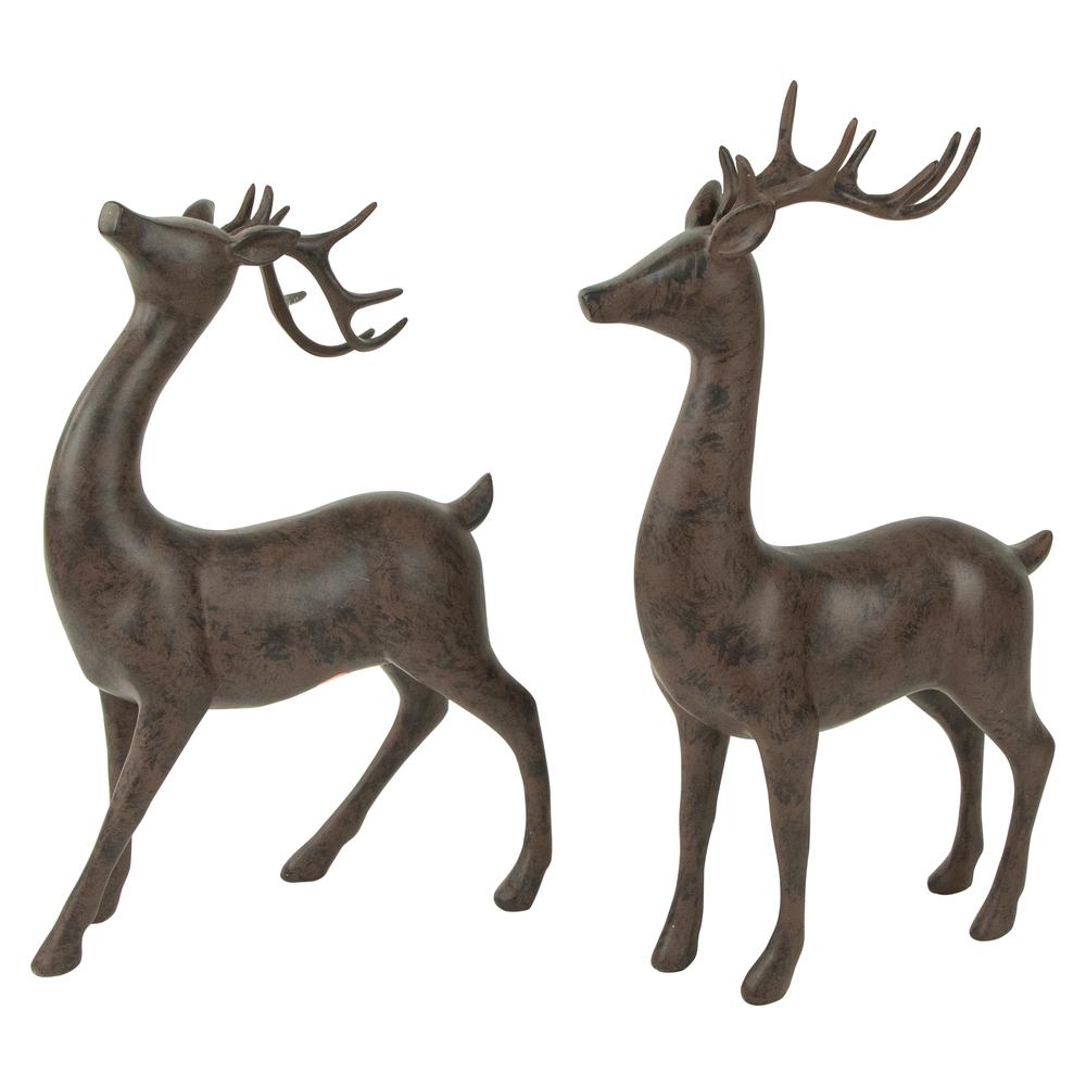 Set of 2 Brown Deer Christmas Decorations 14". Picture 1