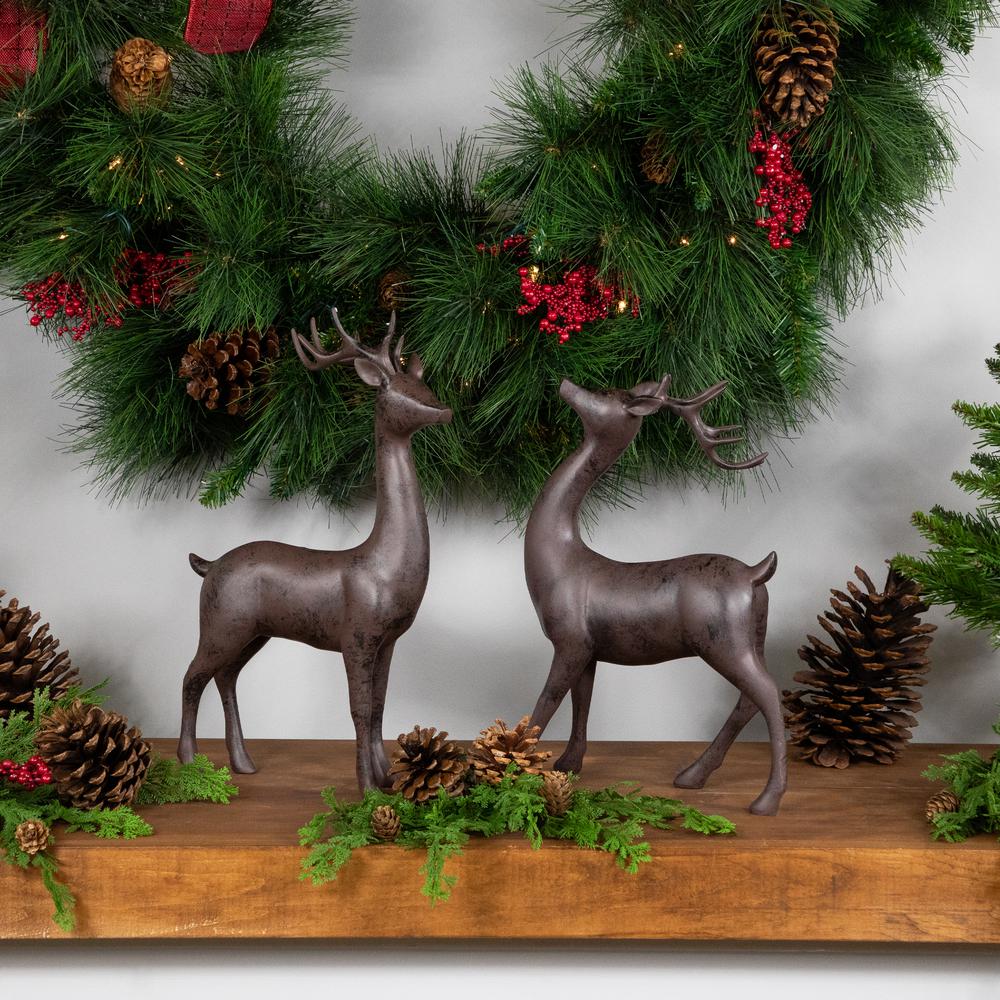 Set of 2 Brown Deer Christmas Decorations 14". Picture 2