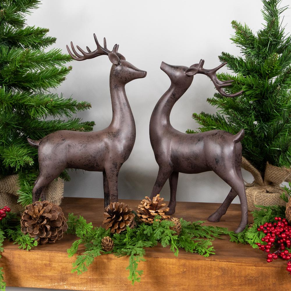 Set of 2 Brown Deer Christmas Decorations 14". Picture 3