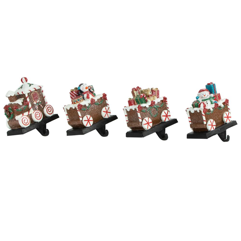 Set of 4 Gingerbread Train Christmas Stocking Holders 4.75". Picture 2