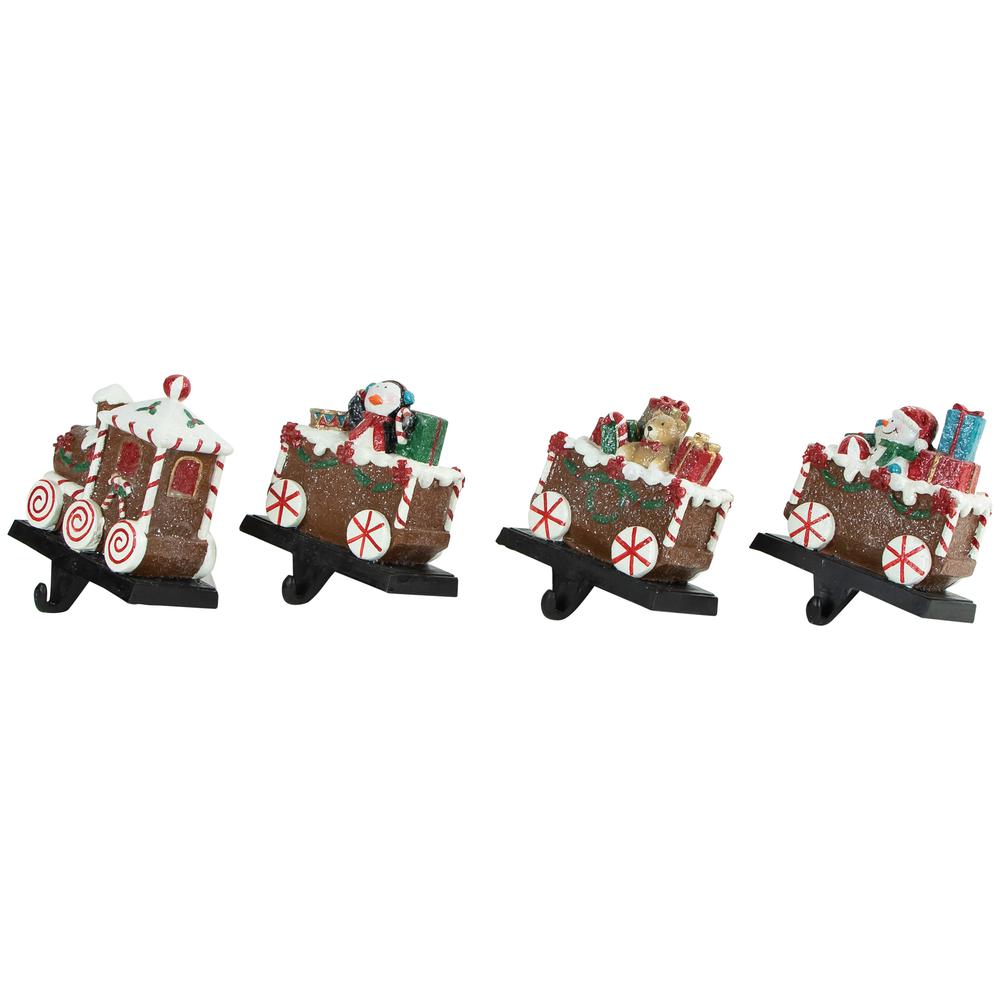 Set of 4 Gingerbread Train Christmas Stocking Holders 4.75". Picture 3