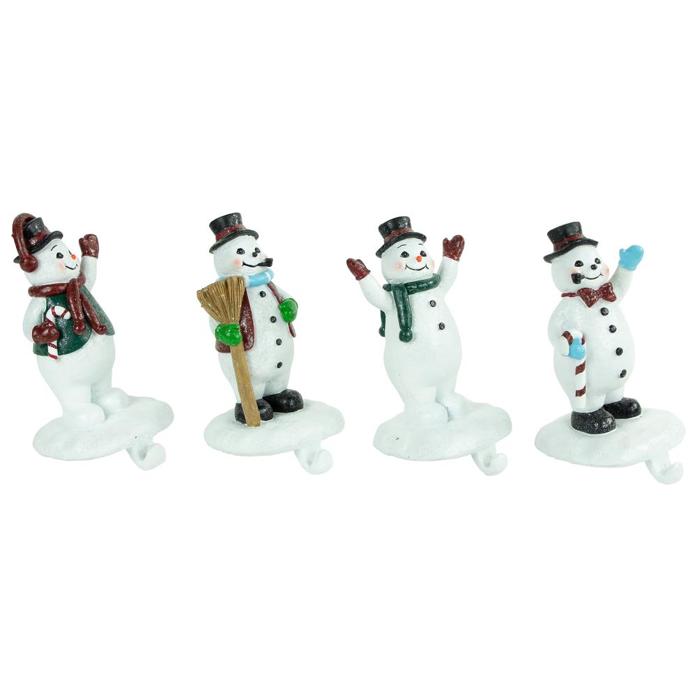 Set of 4 Glittered Snowman Christmas Stocking Holders 6.75". Picture 2