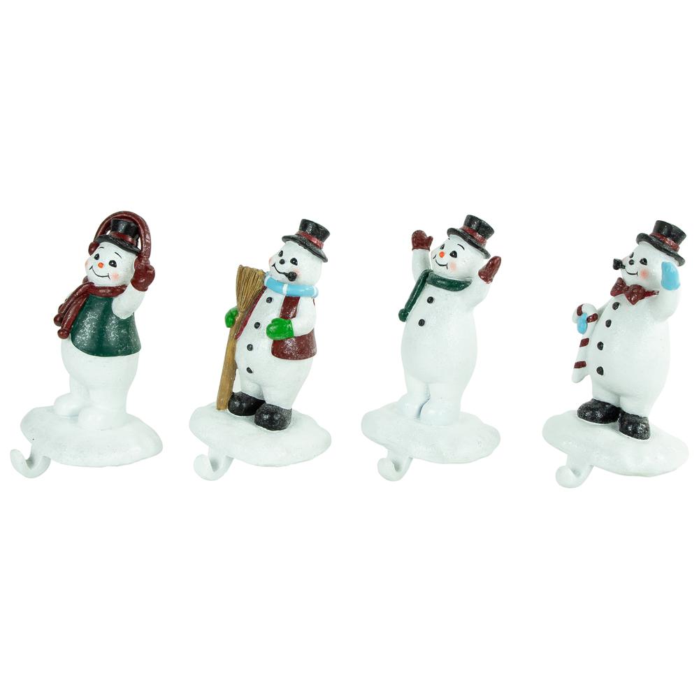 Set of 4 Glittered Snowman Christmas Stocking Holders 6.75". Picture 3
