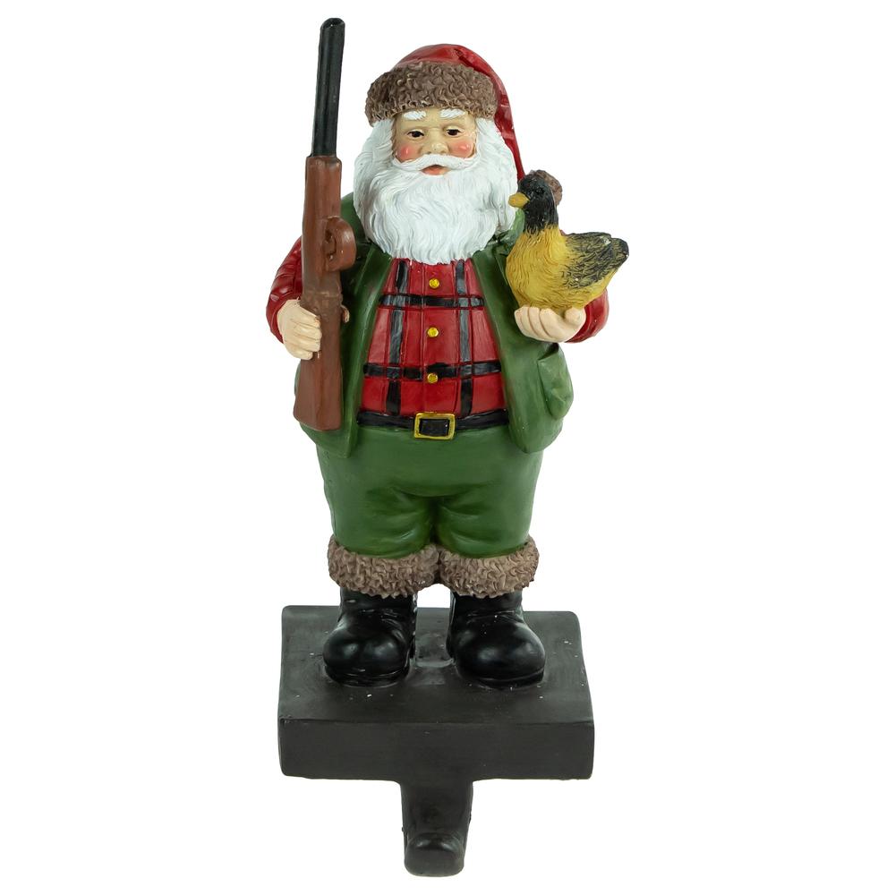 8.5" Hunter Santa with Duck Christmas Stocking Holder. Picture 1