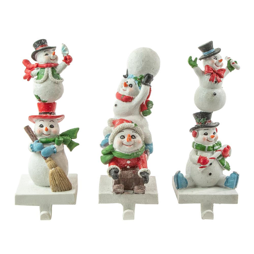 Set of 3 Snowmen Christmas Stocking Holders 9". Picture 1