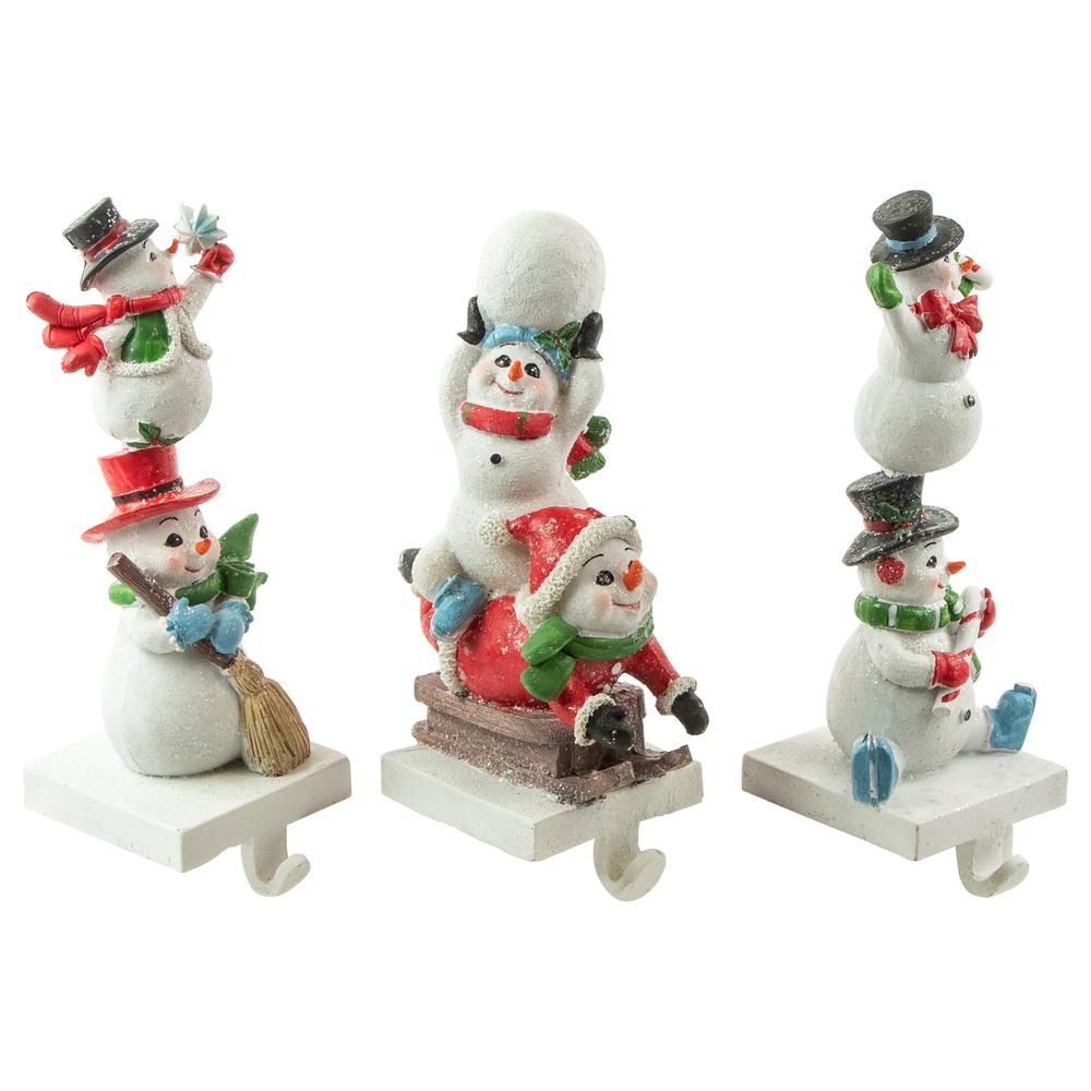 Set of 3 Snowmen Christmas Stocking Holders 9". Picture 3