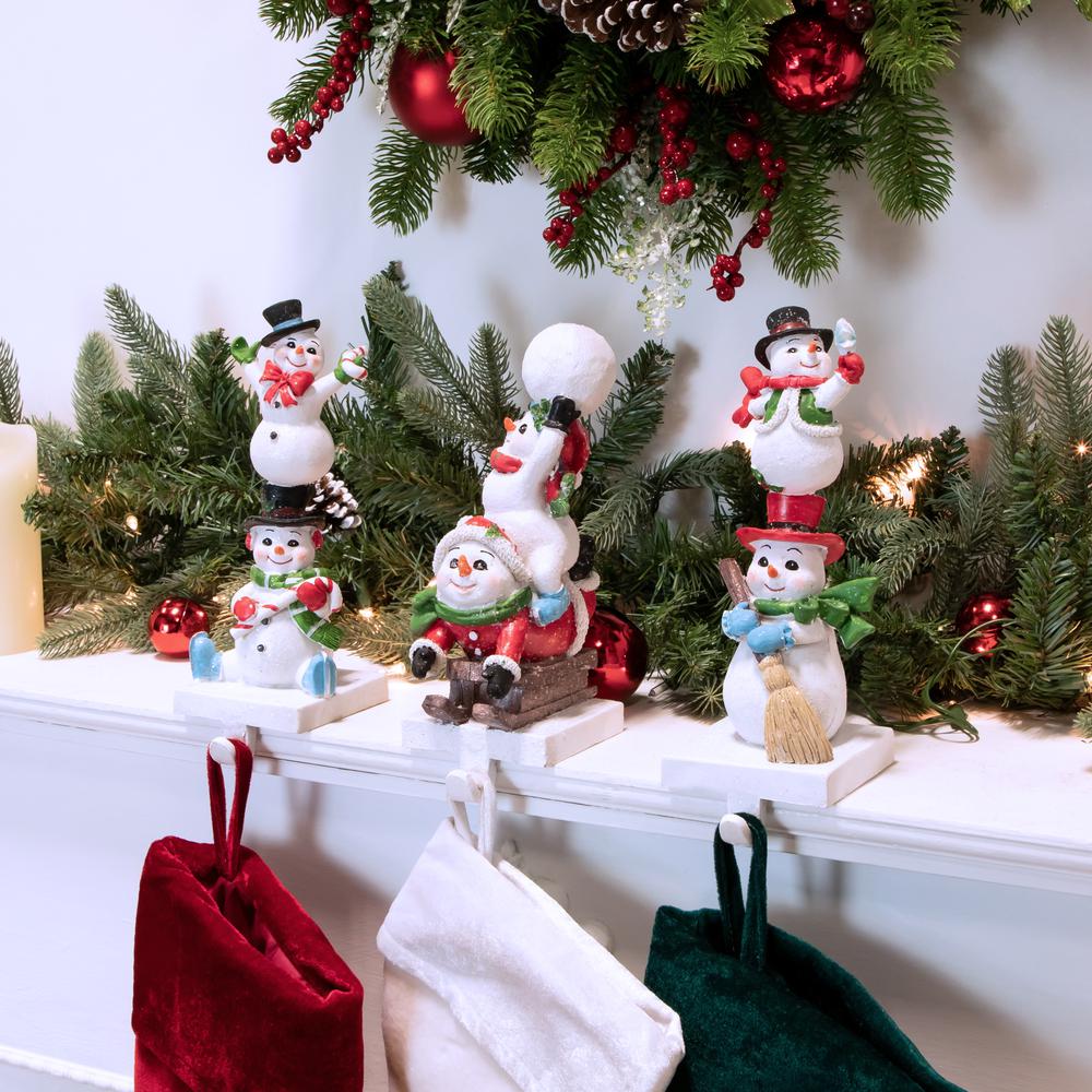 Set of 3 Snowmen Christmas Stocking Holders 9". Picture 2