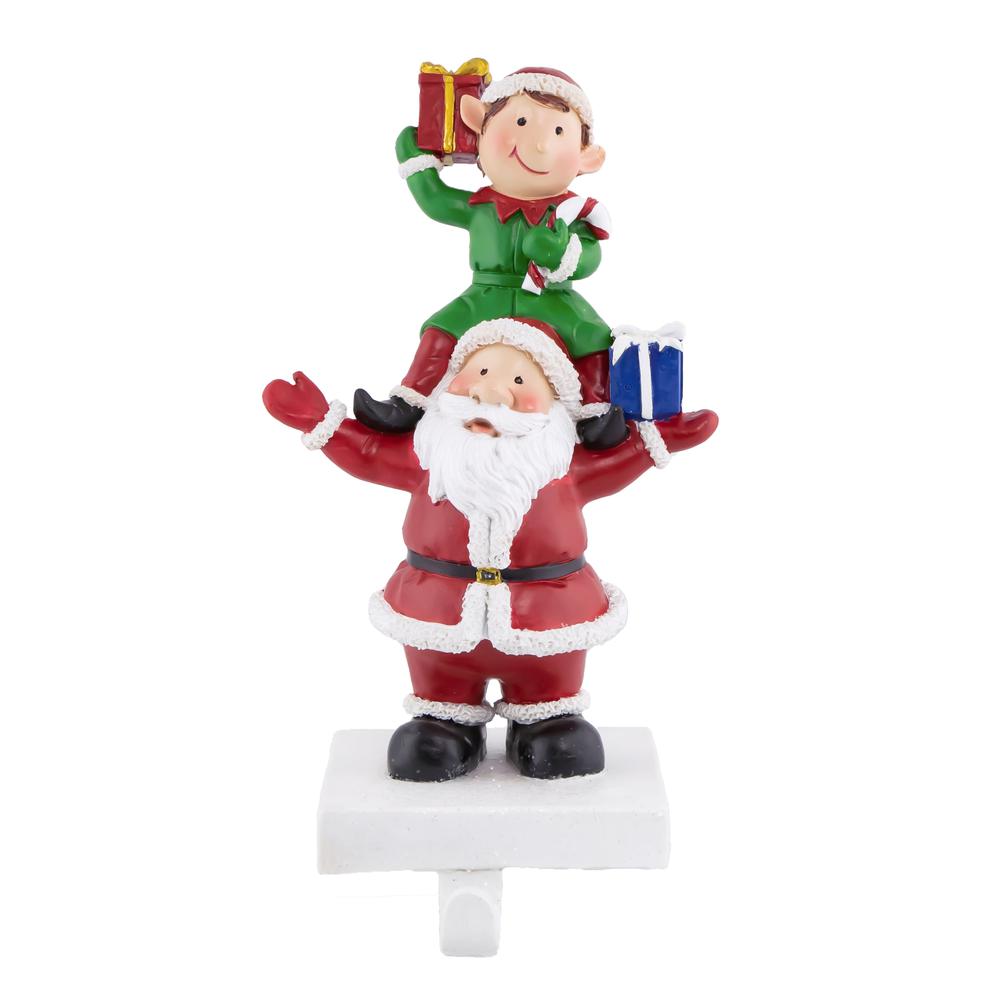 8.75" Santa and Elf Christmas Stocking Holder. Picture 1