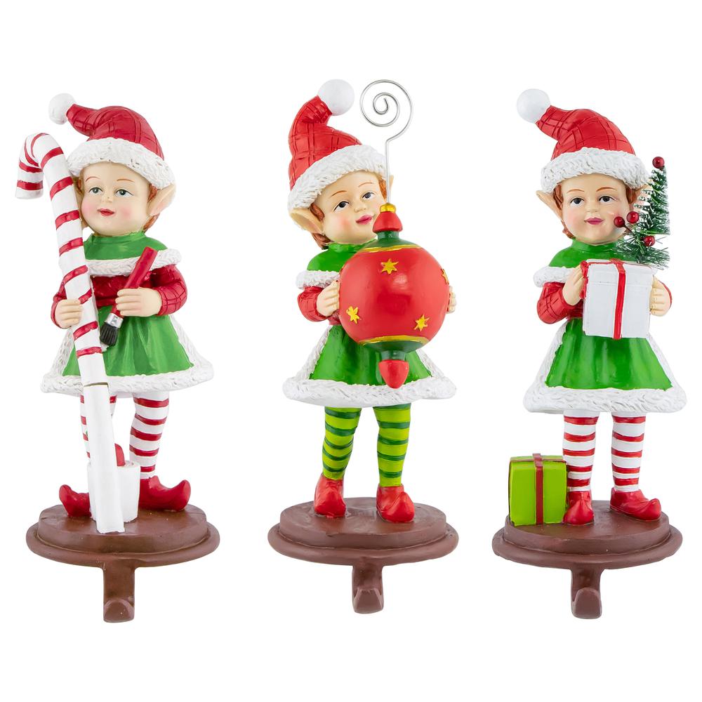 Set of 3 Christmas Elves Stocking Holders 8.5". Picture 1