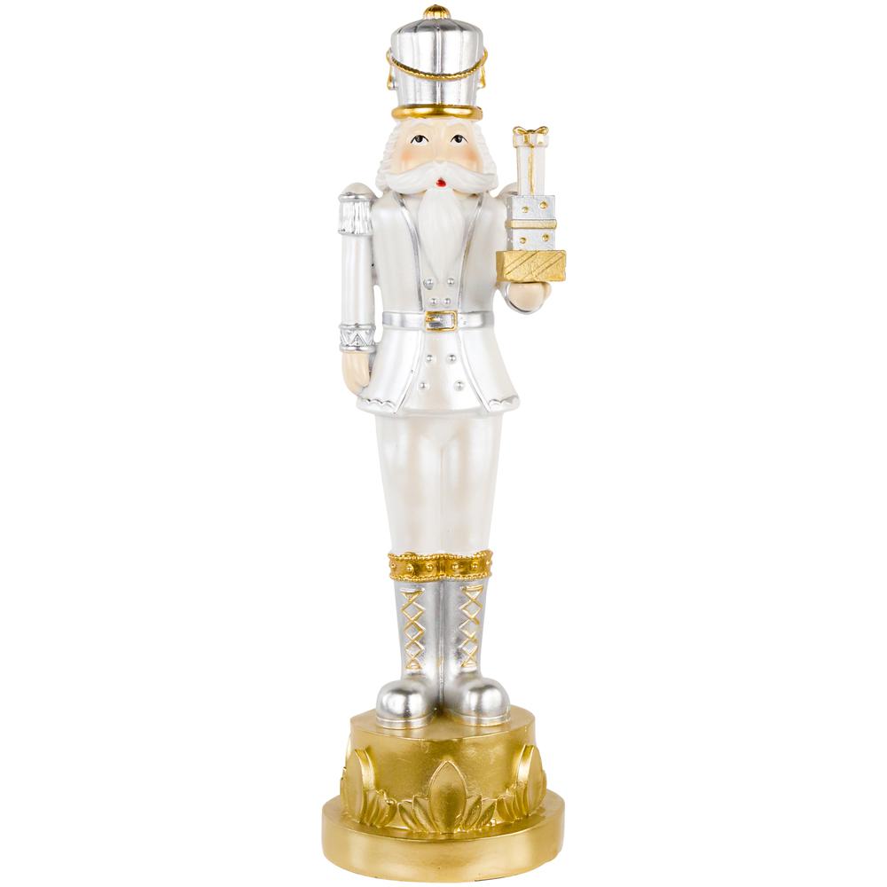13.5" Gold Metallic Christmas Nutcracker with Gifts. Picture 1