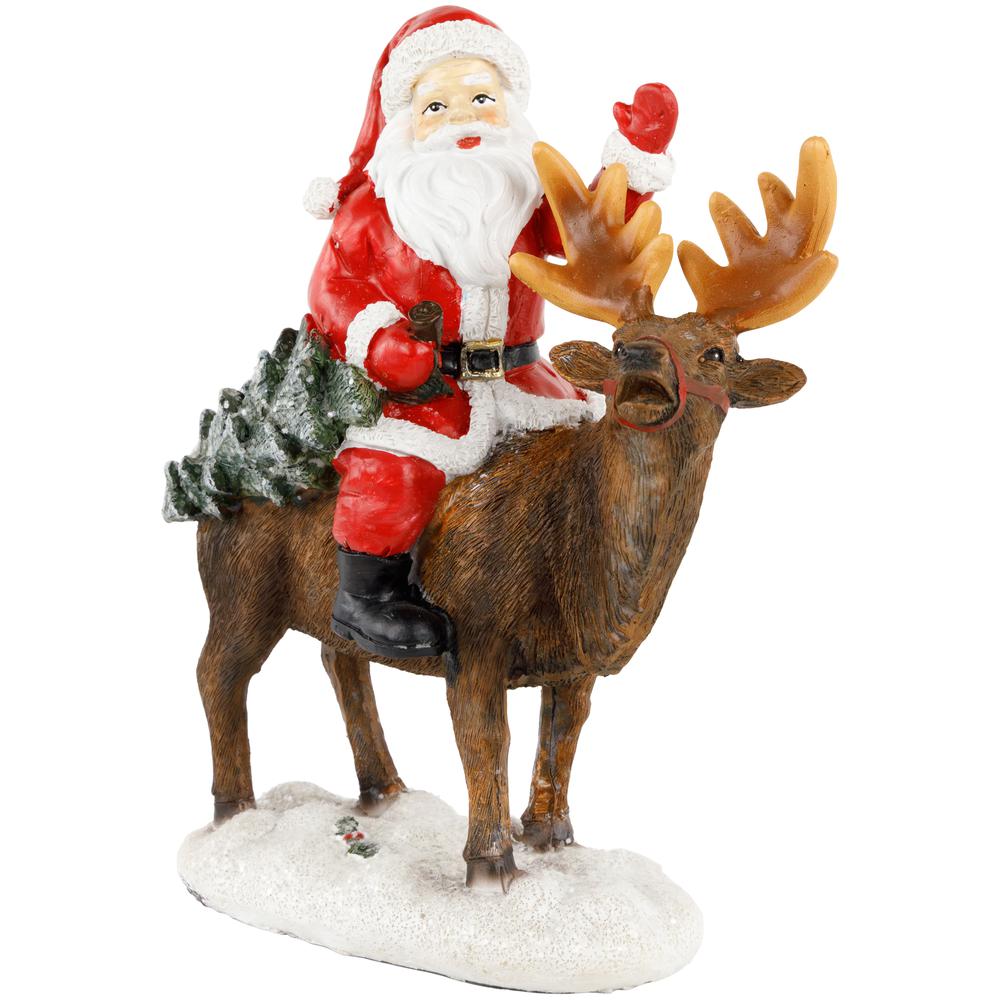 8.25" Santa Claus Rides a Reindeer Christmas Figurine. Picture 4
