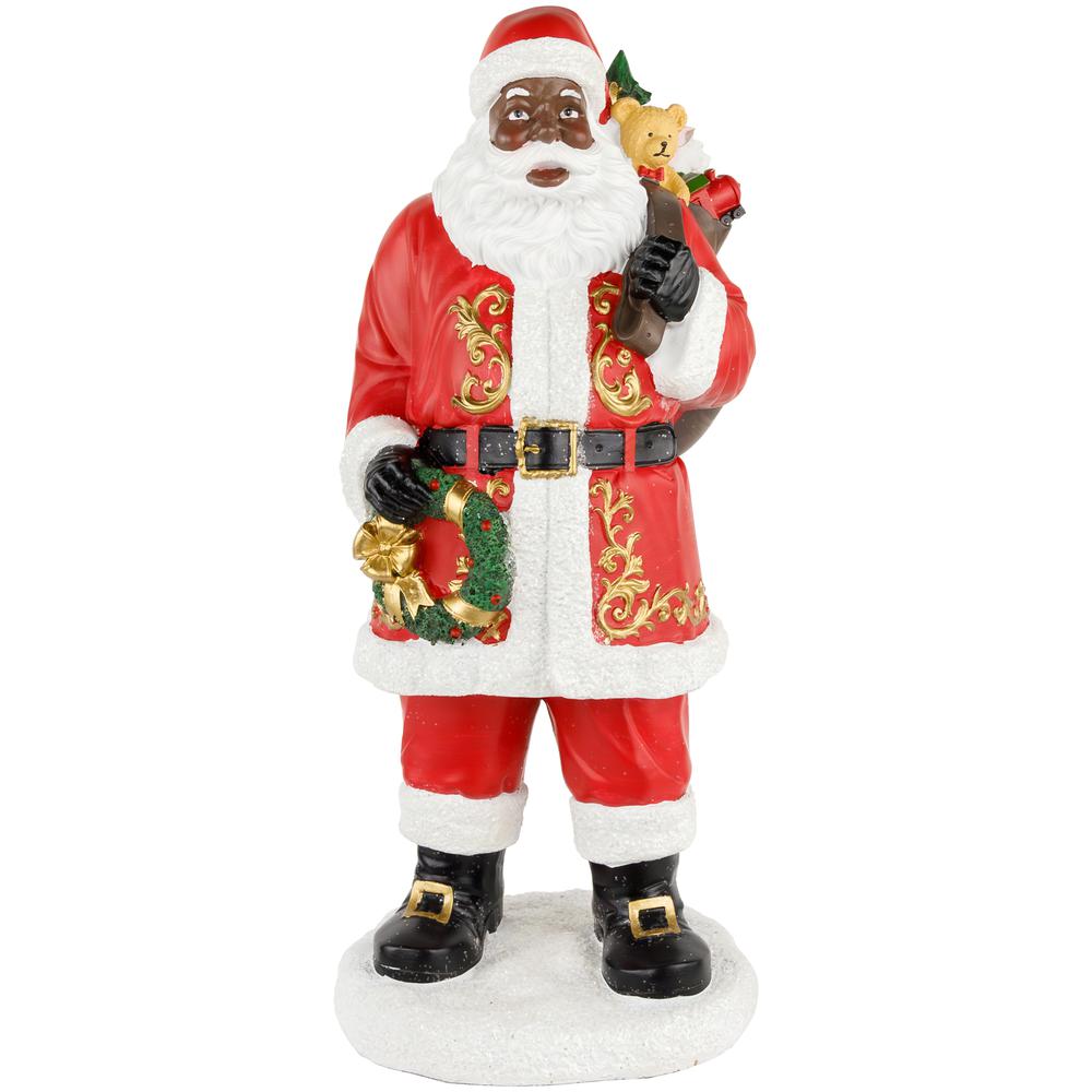 14" African American Santa Claus Christmas Figurine. Picture 1