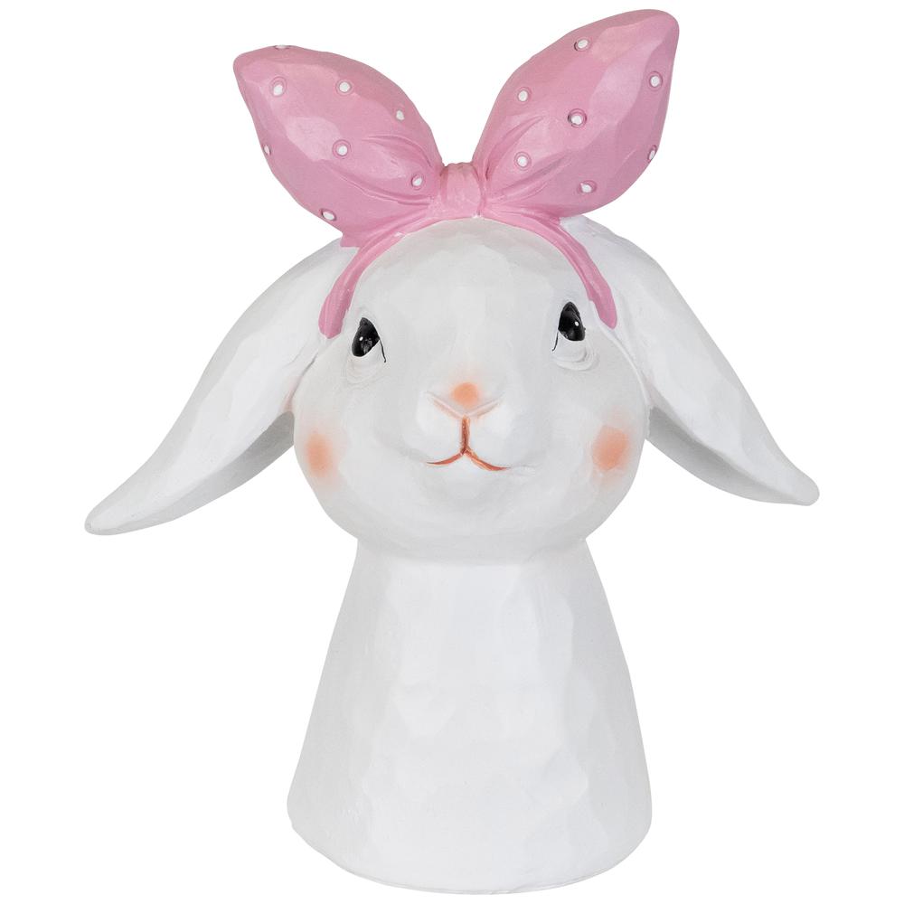 Easter Bunny Bust with Hair Bow - 7.5" - White and Pink. Picture 1