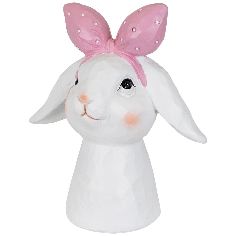 Easter Bunny Bust with Hair Bow - 7.5" - White and Pink. Picture 2