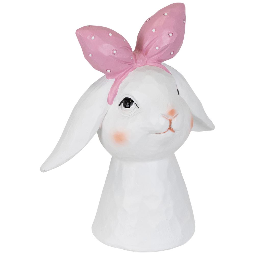 Easter Bunny Bust with Hair Bow - 7.5" - White and Pink. Picture 3