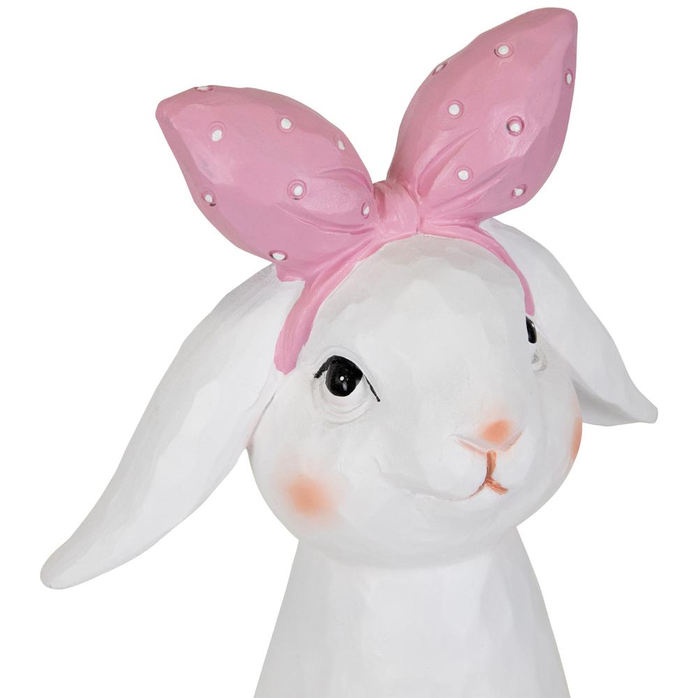 Easter Bunny Bust with Hair Bow - 7.5" - White and Pink. Picture 5