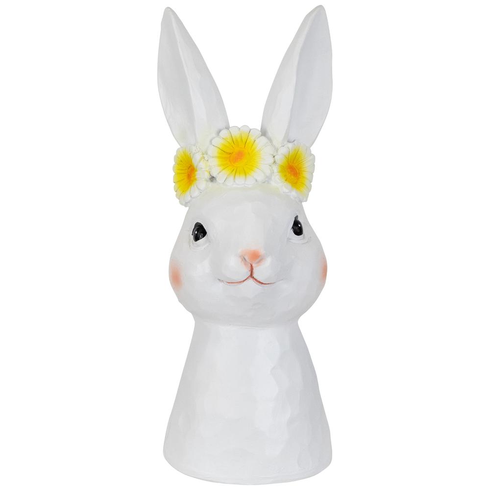Easter Bunny Bust with Daisy Flower Crown - 9" - White. Picture 1
