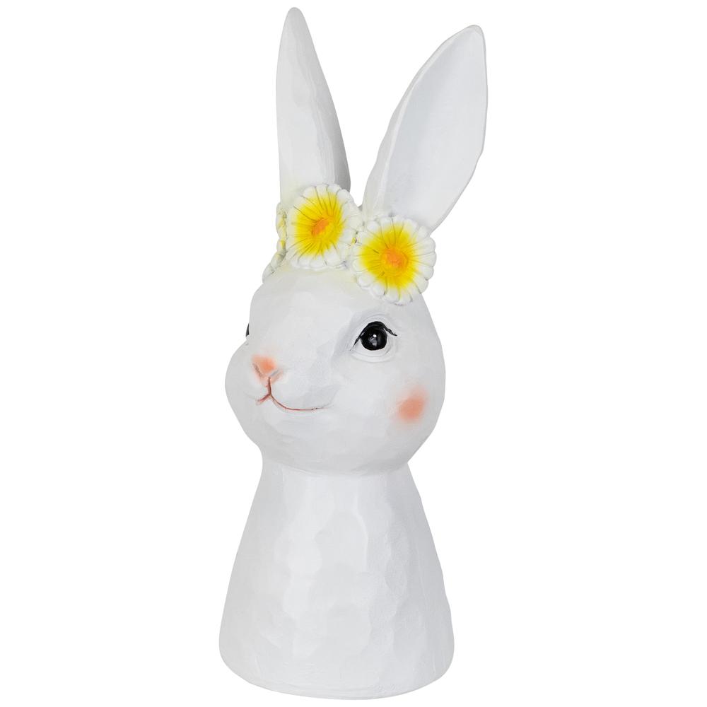 Easter Bunny Bust with Daisy Flower Crown - 9" - White. Picture 2