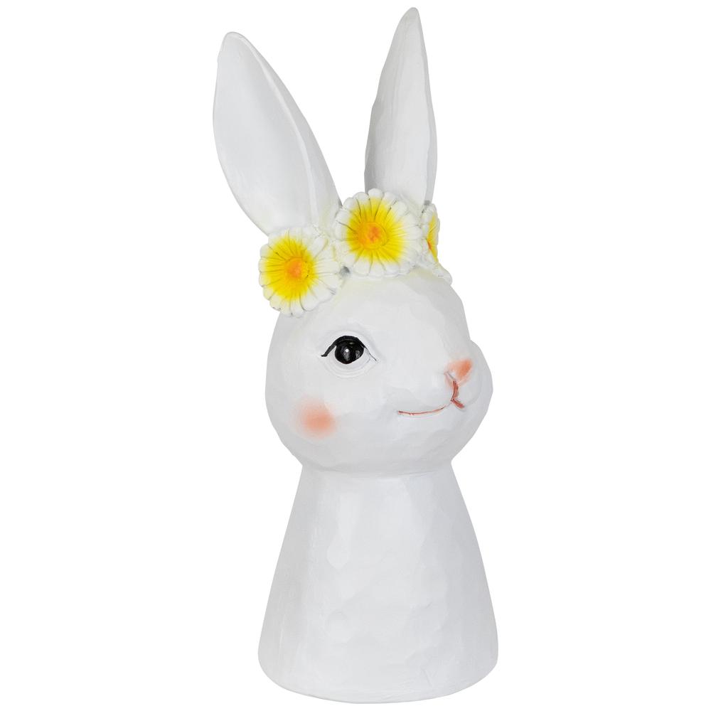 Easter Bunny Bust with Daisy Flower Crown - 9" - White. Picture 3