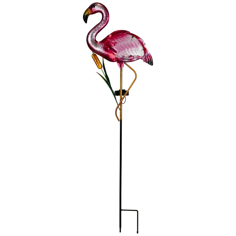 Solar Lighted Pink Flamingo Outdoor Garden Stake - 37.25". Picture 1
