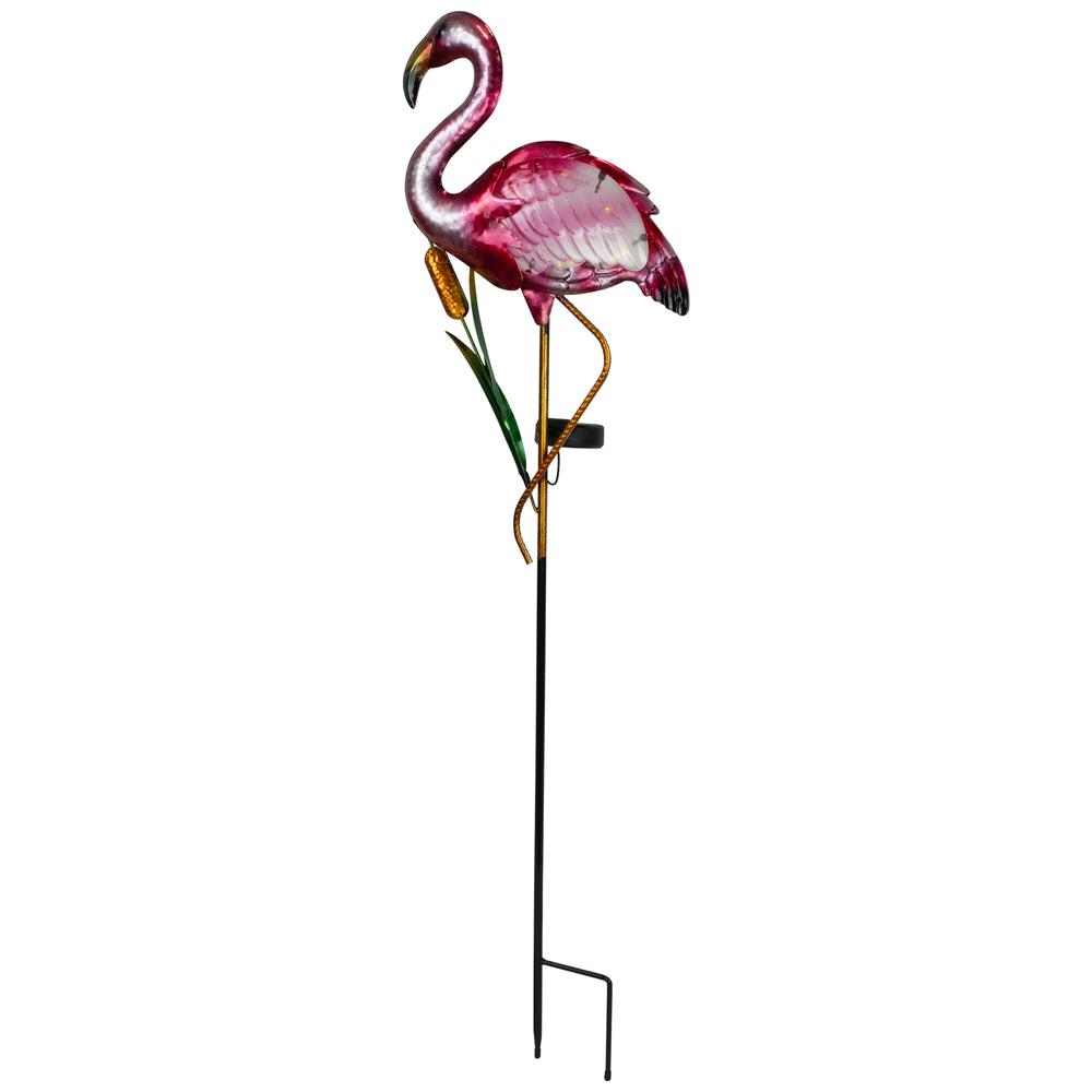 Solar Lighted Pink Flamingo Outdoor Garden Stake - 37.25". Picture 4