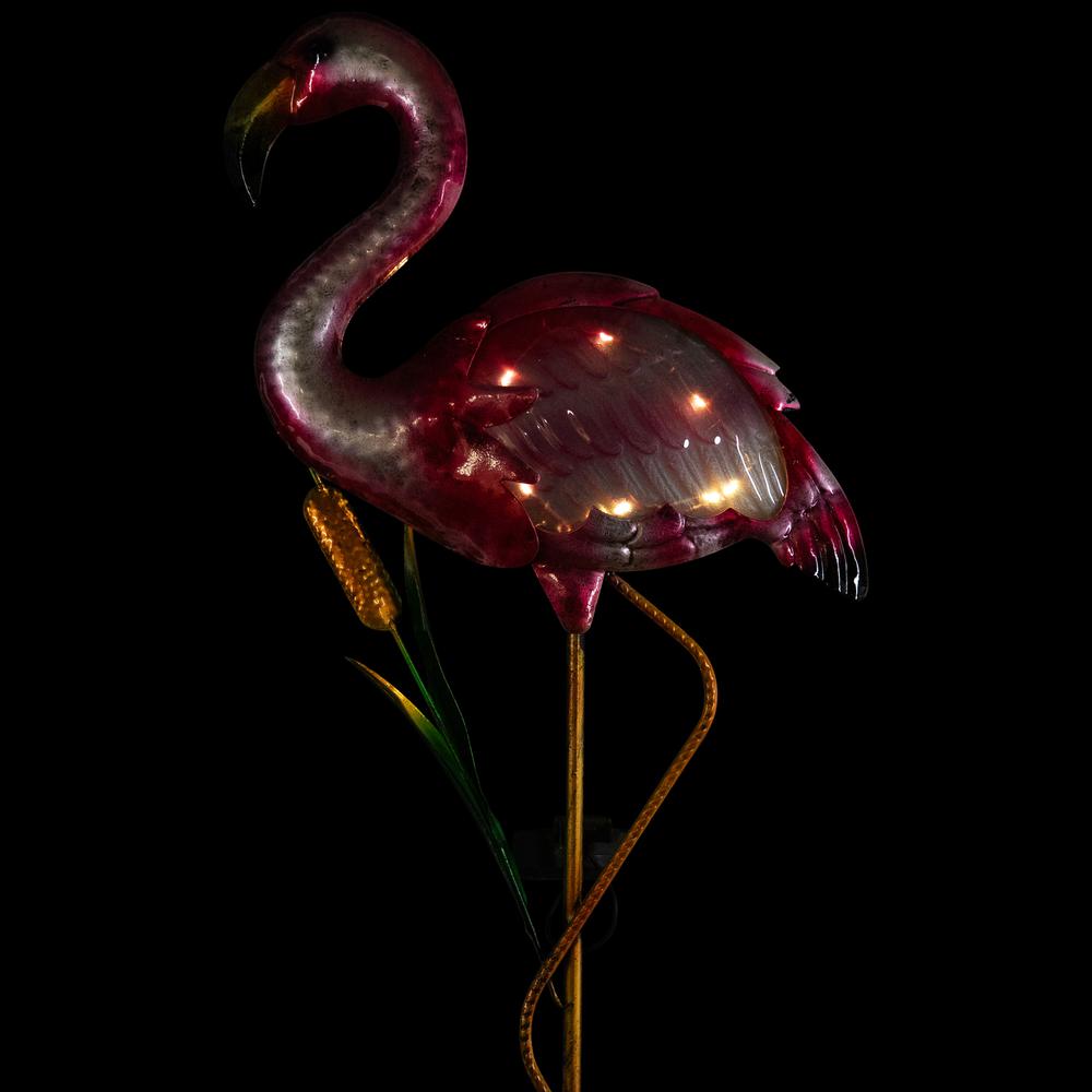 Solar Lighted Pink Flamingo Outdoor Garden Stake - 37.25". Picture 6