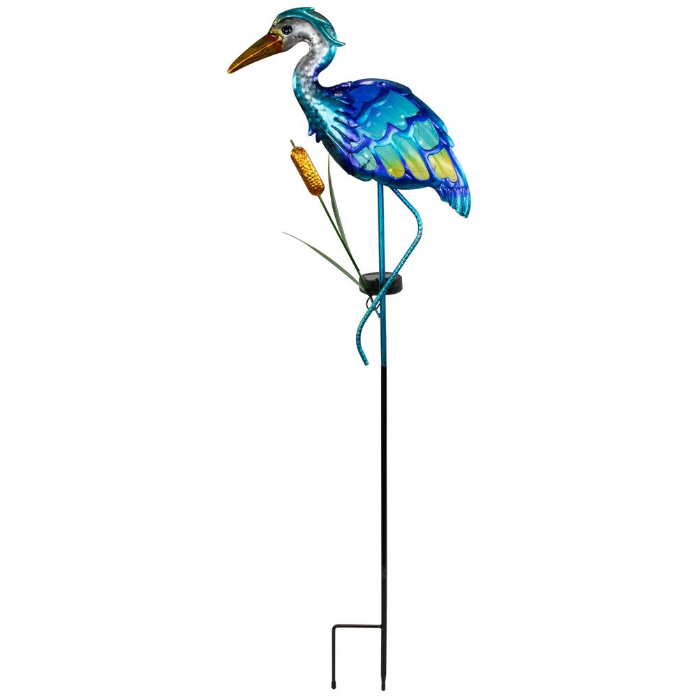 Solar Lighted Blue Heron Outdoor Garden Stake - 37". Picture 1