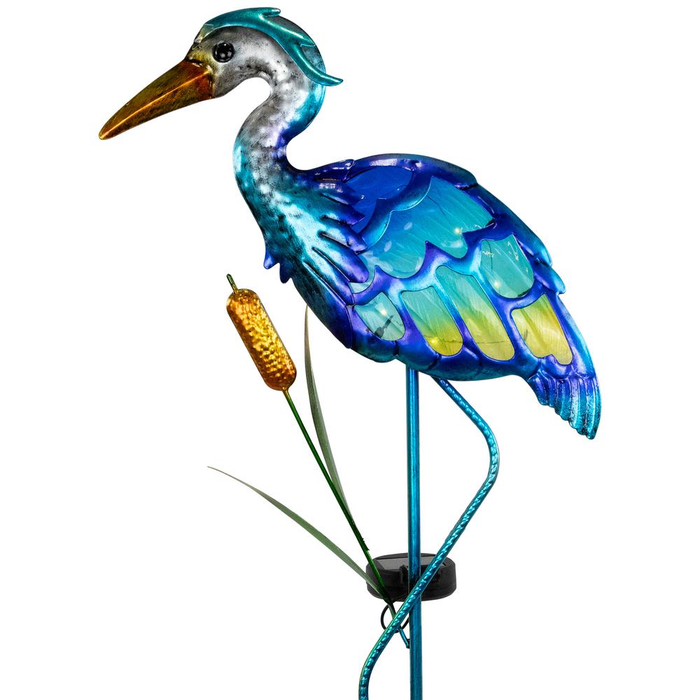 Solar Lighted Blue Heron Outdoor Garden Stake - 37". Picture 5