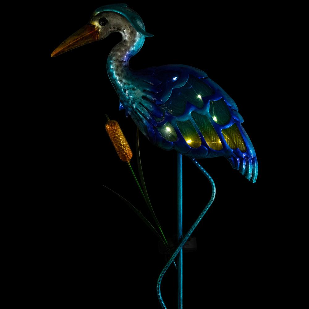 Solar Lighted Blue Heron Outdoor Garden Stake - 37". Picture 6