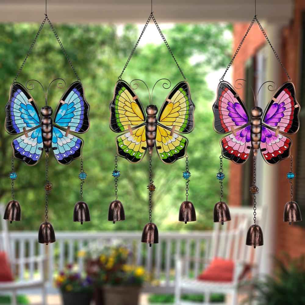 Metal Butterfly Outdoor Garden Windchimes - 21" - Set of 3. Picture 6