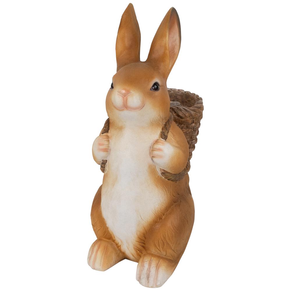 Standing Bunny Carrying a Basket Outdoor Garden Statue - 16.75". Picture 2