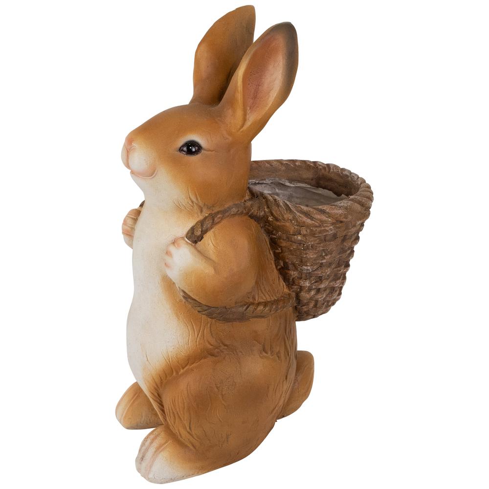 Standing Bunny Carrying a Basket Outdoor Garden Statue - 16.75". Picture 3