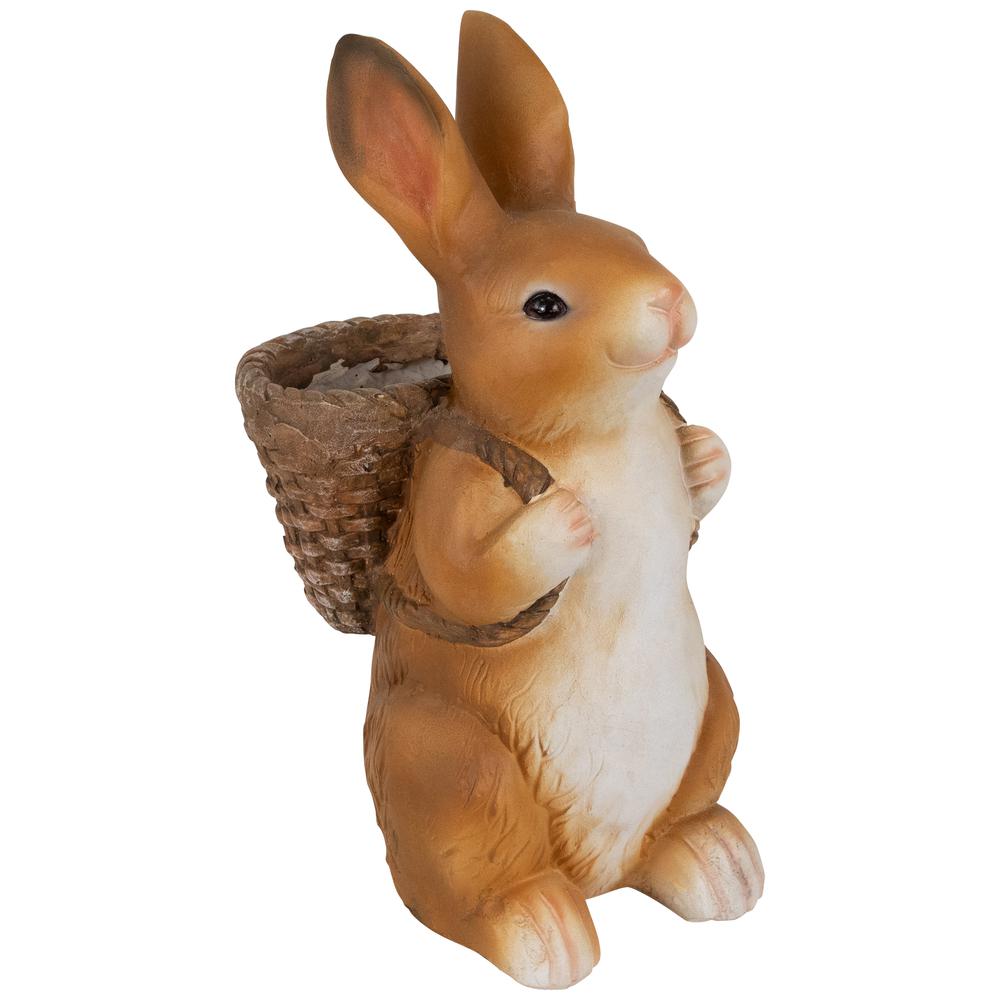Standing Bunny Carrying a Basket Outdoor Garden Statue - 16.75". Picture 4