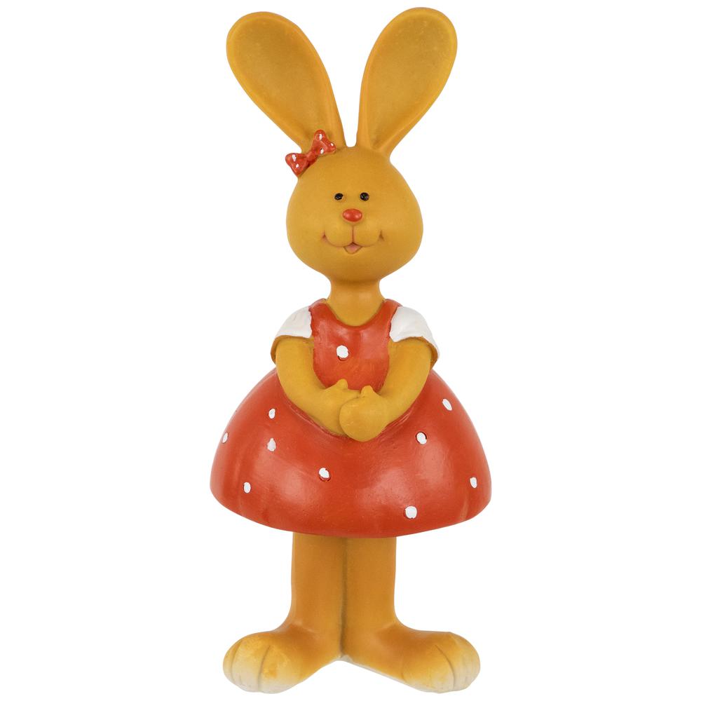 Bunny Girl in Polka Dot Dress Easter Outdoor Garden Statue - 8". Picture 1