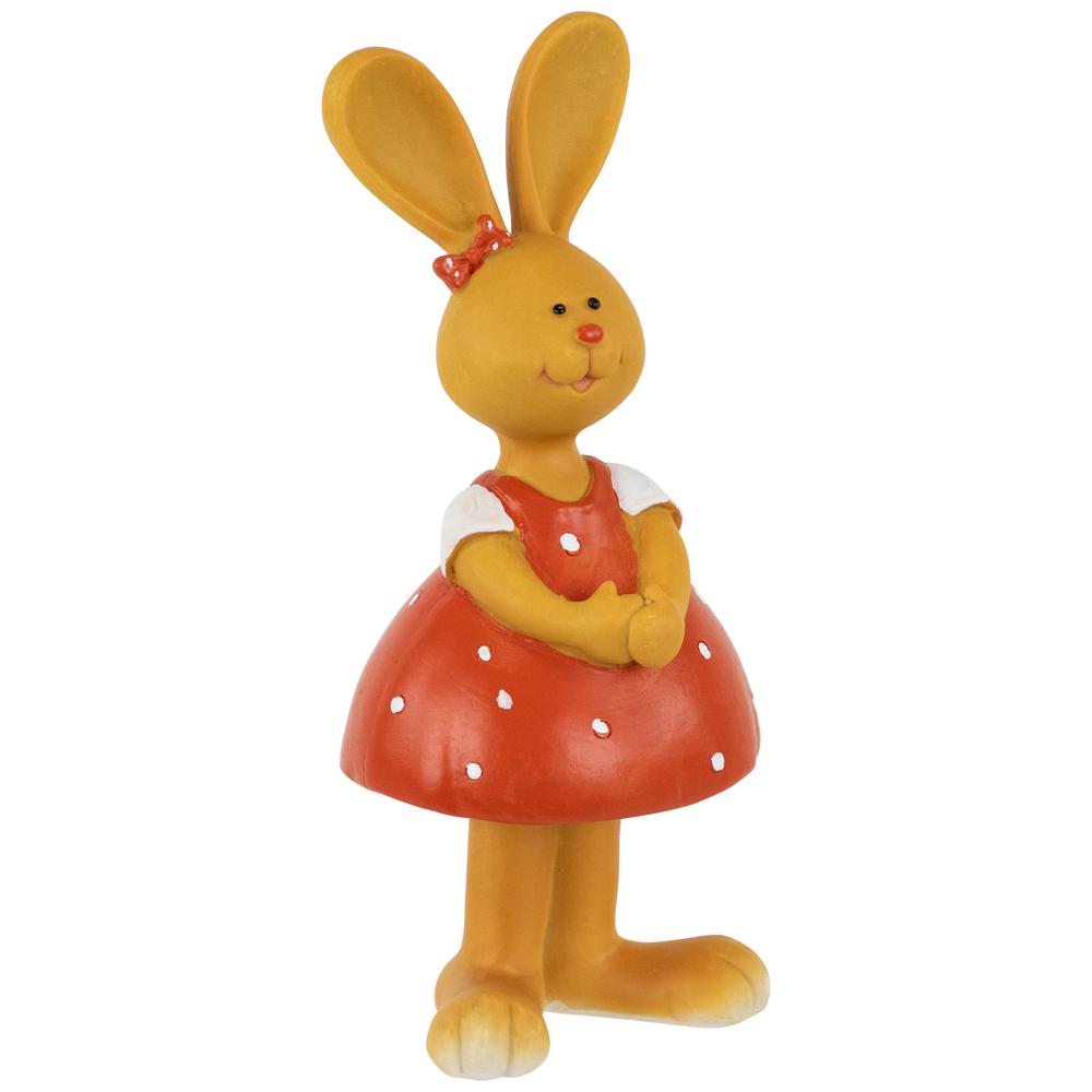 Bunny Girl in Polka Dot Dress Easter Outdoor Garden Statue - 8". Picture 3