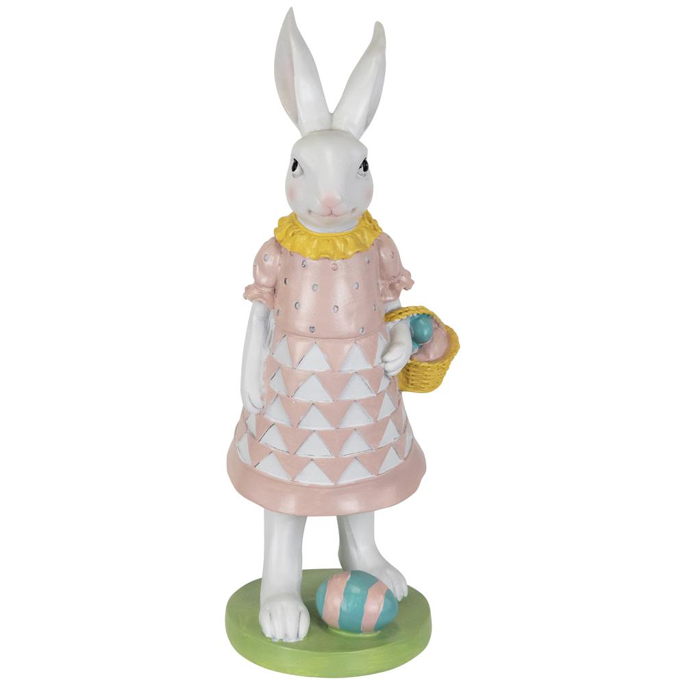 Girl Bunny with Easter Basket Outdoor Garden Statue - 12". Picture 1