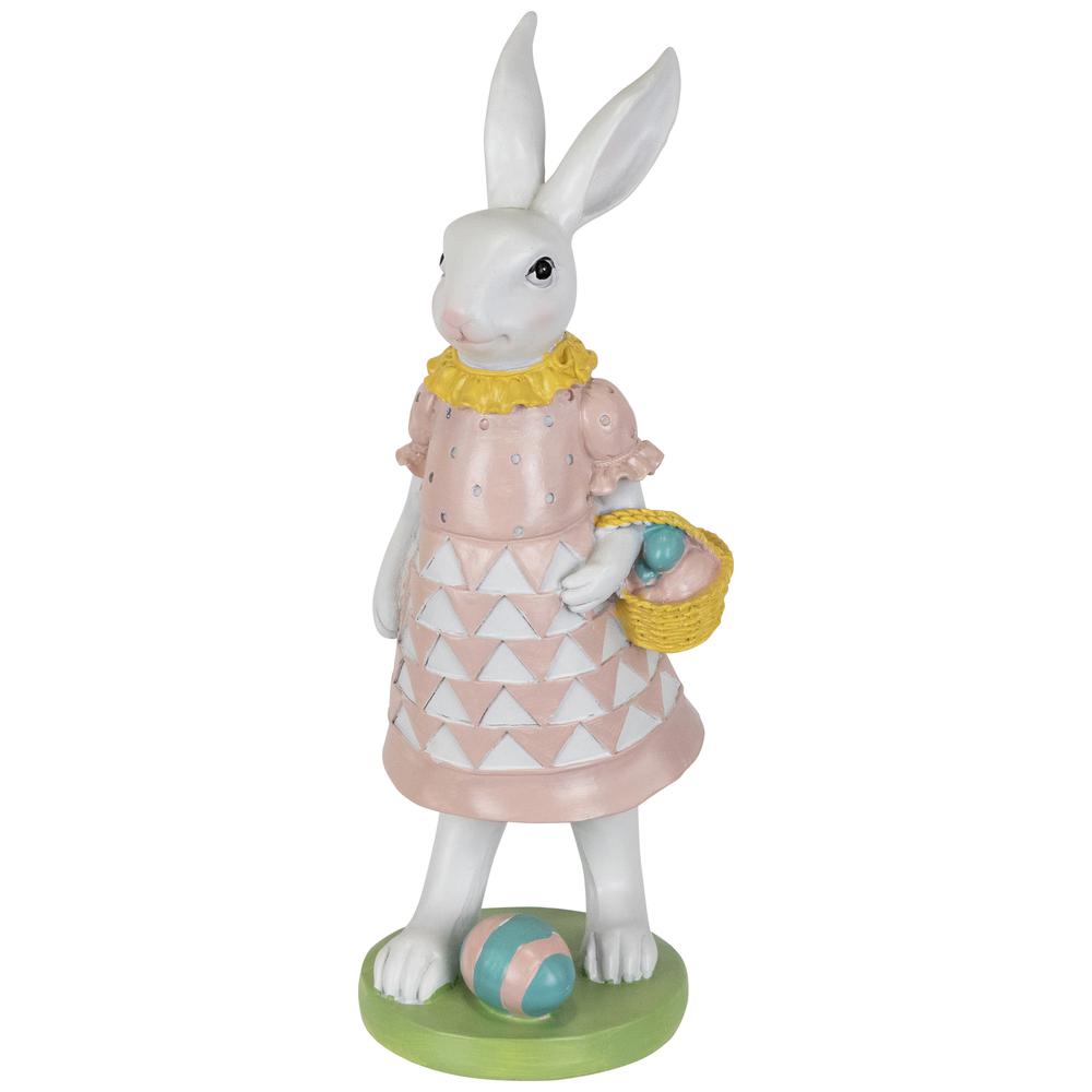 Girl Bunny with Easter Basket Outdoor Garden Statue - 12". Picture 2