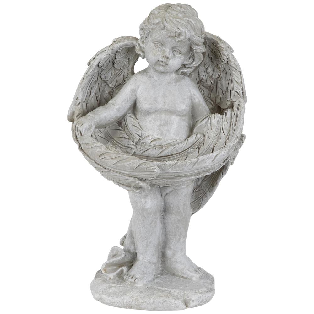 Cherub Wrapped in Wings Outdoor Garden Statue - 8". Picture 1
