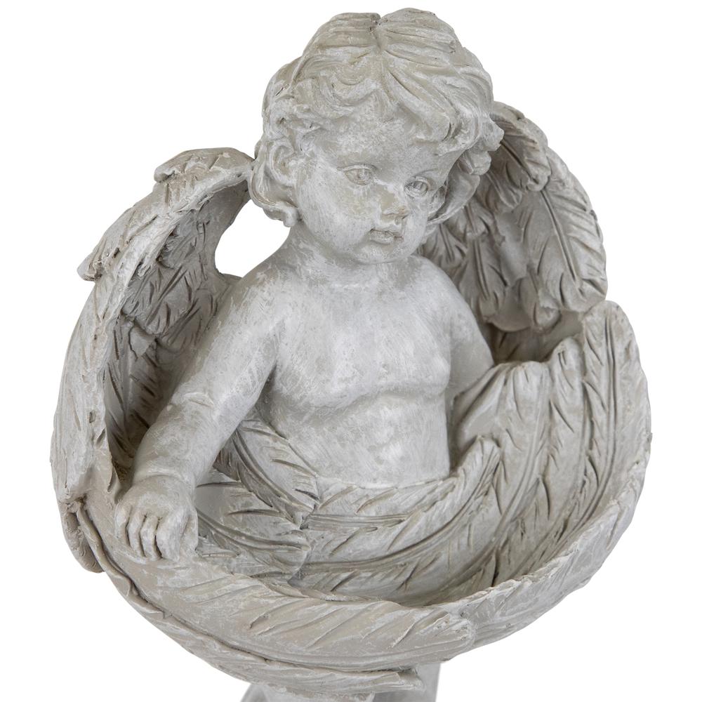 Cherub Wrapped in Wings Outdoor Garden Statue - 8". Picture 5