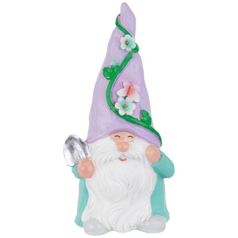 Happy Gardening Gnome with Shovel Outdoor Garden Statue - 8". Picture 1