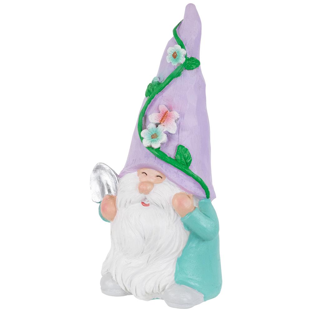 Happy Gardening Gnome with Shovel Outdoor Garden Statue - 8". Picture 4