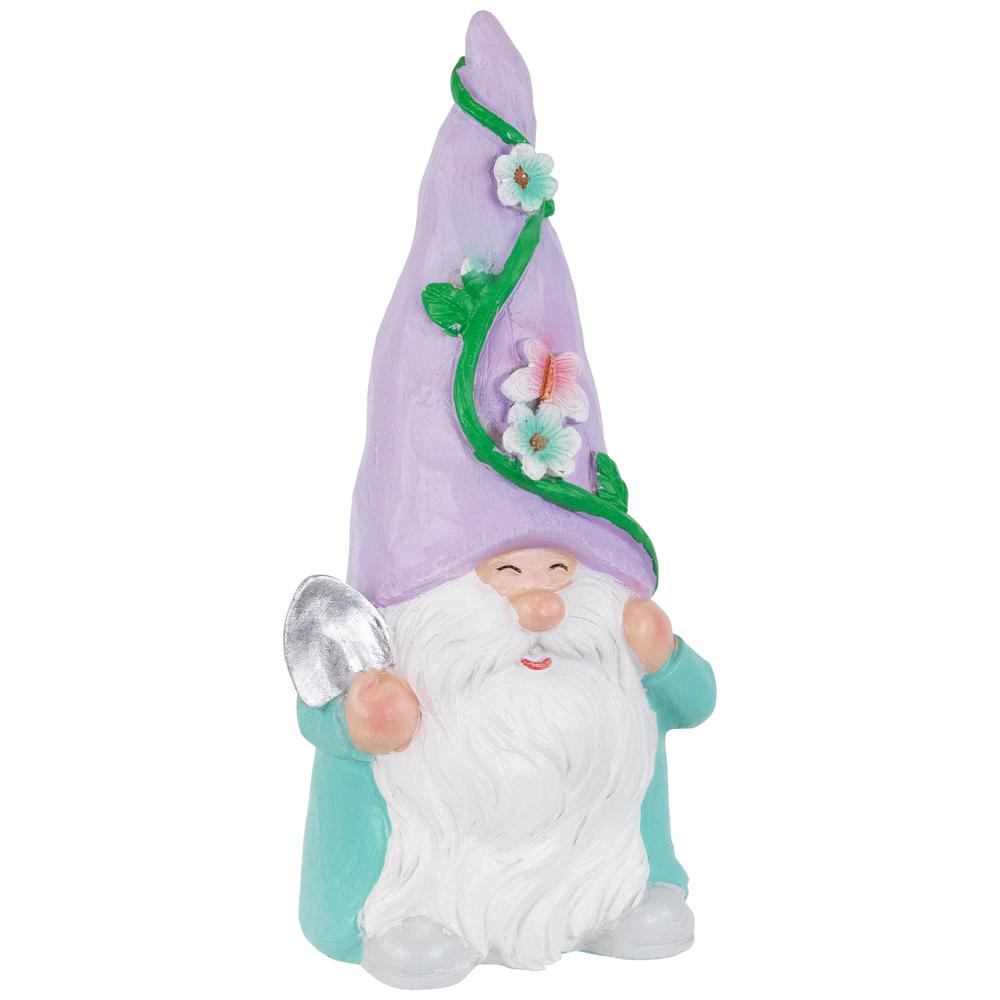 Happy Gardening Gnome with Shovel Outdoor Garden Statue - 8". Picture 2